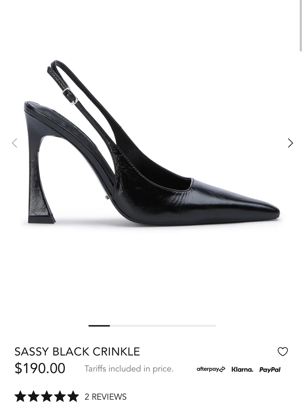 Tony Bianco Black Crinkle Patent Slingback Heels